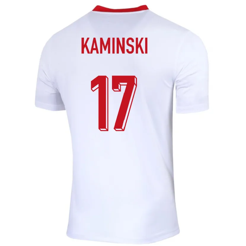 Danxen Homme Maillot Pologne Jakub Kaminski #17 Blanc Tenues Domicile 24-26 T-Shirt