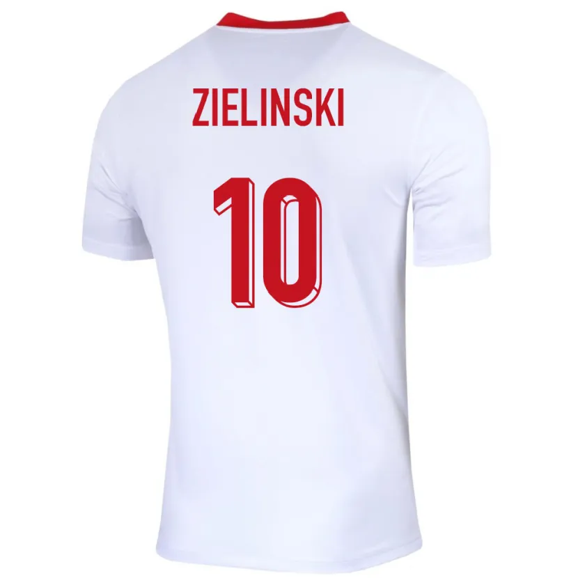 Danxen Homme Maillot Pologne Piotr Zielinski #10 Blanc Tenues Domicile 24-26 T-Shirt