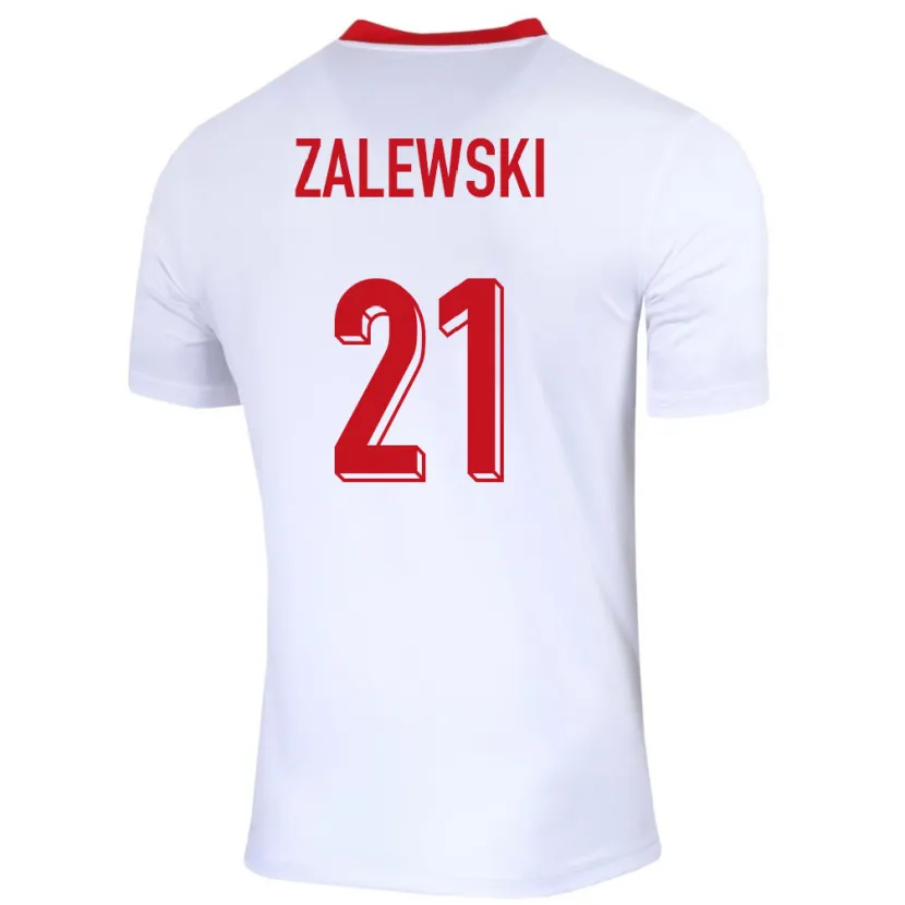 Danxen Homme Maillot Pologne Nicola Zalewski #21 Blanc Tenues Domicile 24-26 T-Shirt