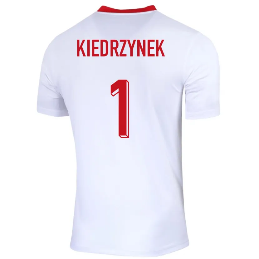Danxen Homme Maillot Pologne Katarzyna Kiedrzynek #1 Blanc Tenues Domicile 24-26 T-Shirt