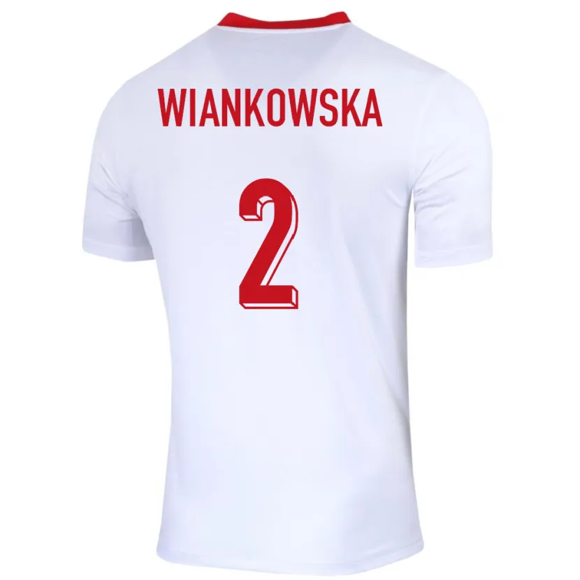 Danxen Homme Maillot Pologne Martyna Wiankowska #2 Blanc Tenues Domicile 24-26 T-Shirt