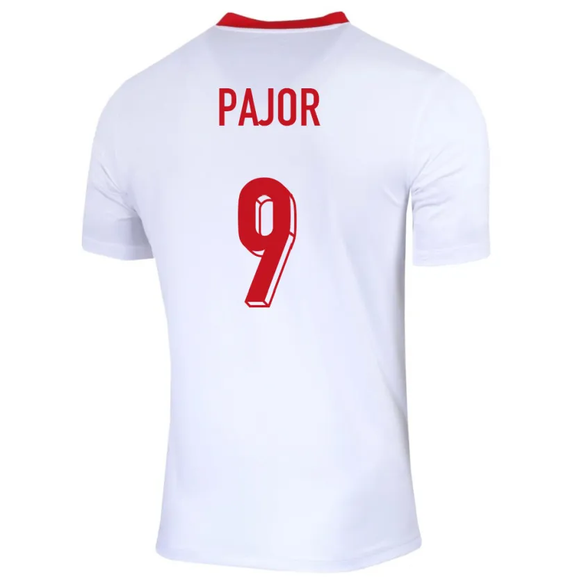 Danxen Homme Maillot Pologne Ewa Pajor #9 Blanc Tenues Domicile 24-26 T-Shirt