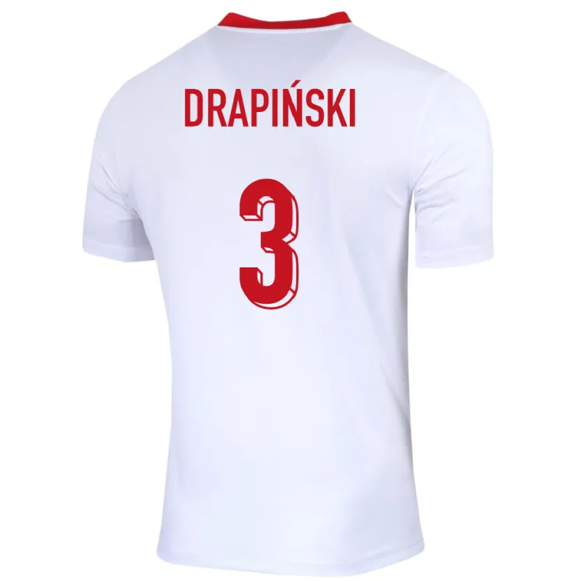 Danxen Homme Maillot Pologne Igor Drapinski #3 Blanc Tenues Domicile 24-26 T-Shirt