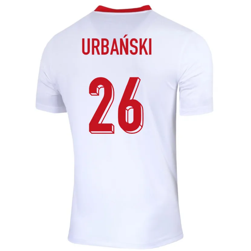 Danxen Homme Maillot Pologne Kacper Urbanski #26 Blanc Tenues Domicile 24-26 T-Shirt
