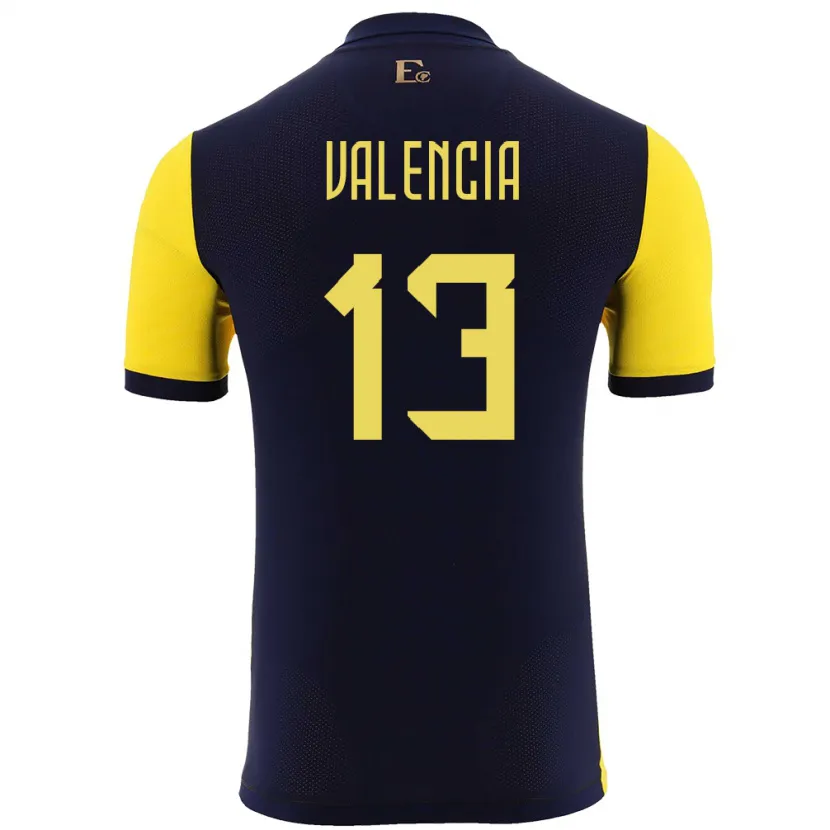 Danxen Homme Maillot Équateur Enner Valencia #13 Jaune Tenues Domicile 24-26 T-Shirt