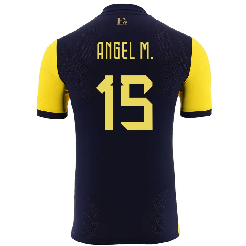 Danxen Homme Maillot Équateur Angel Mena #15 Jaune Tenues Domicile 24-26 T-Shirt