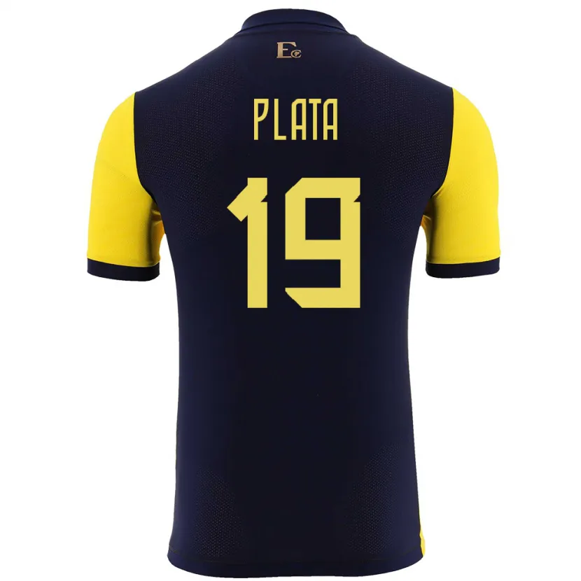 Danxen Homme Maillot Équateur Gonzalo Plata #19 Jaune Tenues Domicile 24-26 T-Shirt