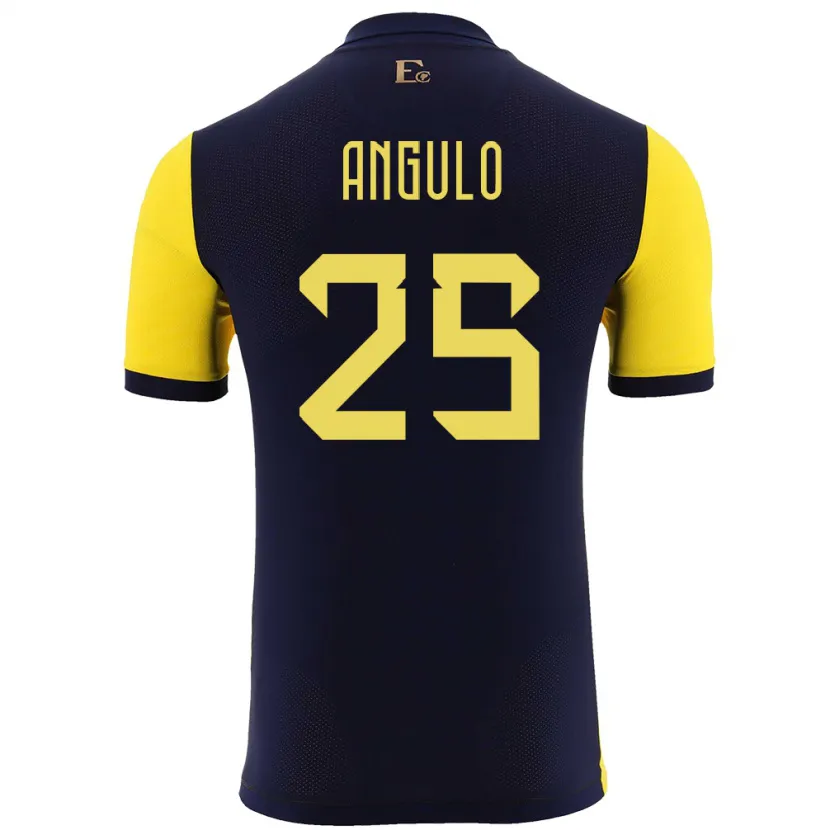 Danxen Homme Maillot Équateur Nilson Angulo #25 Jaune Tenues Domicile 24-26 T-Shirt