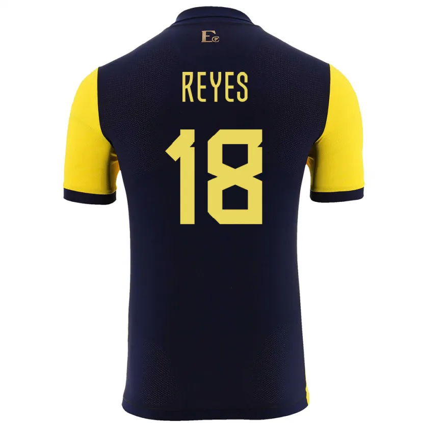 Danxen Homme Maillot Équateur Ashley Reyes #18 Jaune Tenues Domicile 24-26 T-Shirt