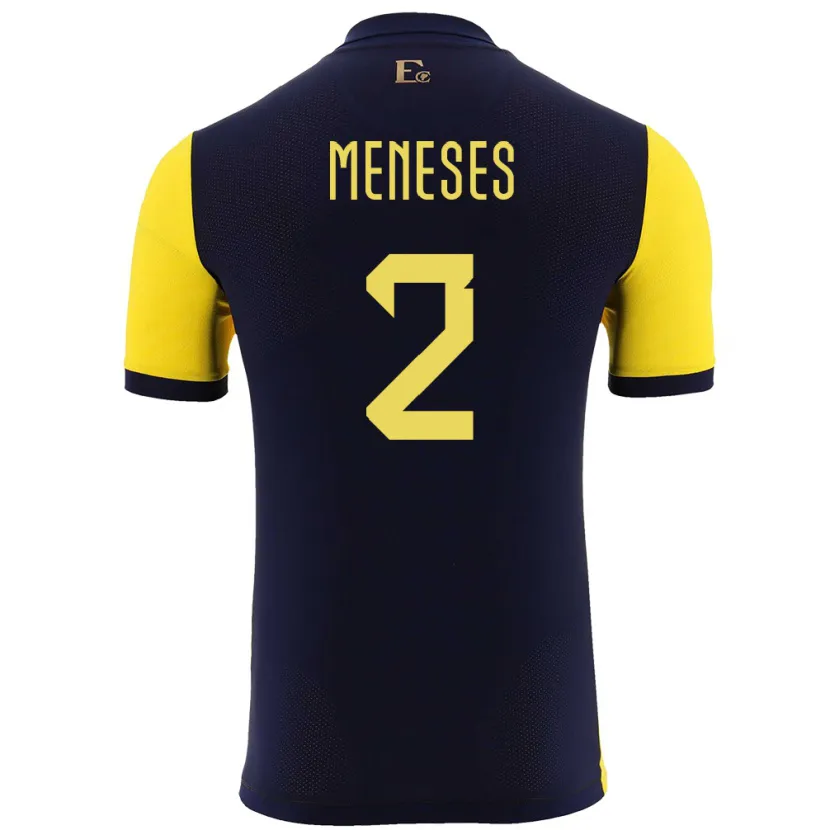 Danxen Homme Maillot Équateur Randy Meneses #2 Jaune Tenues Domicile 24-26 T-Shirt