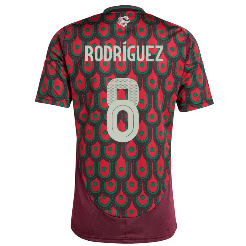 Danxen Homme Maillot Mexique Carlos Rodriguez #8 Bordeaux Tenues Domicile 24-26 T-Shirt