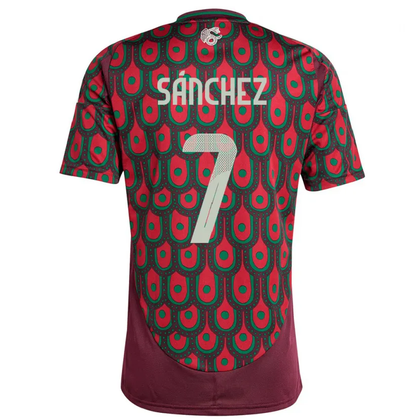 Danxen Homme Maillot Mexique Maria Sanchez #7 Bordeaux Tenues Domicile 24-26 T-Shirt