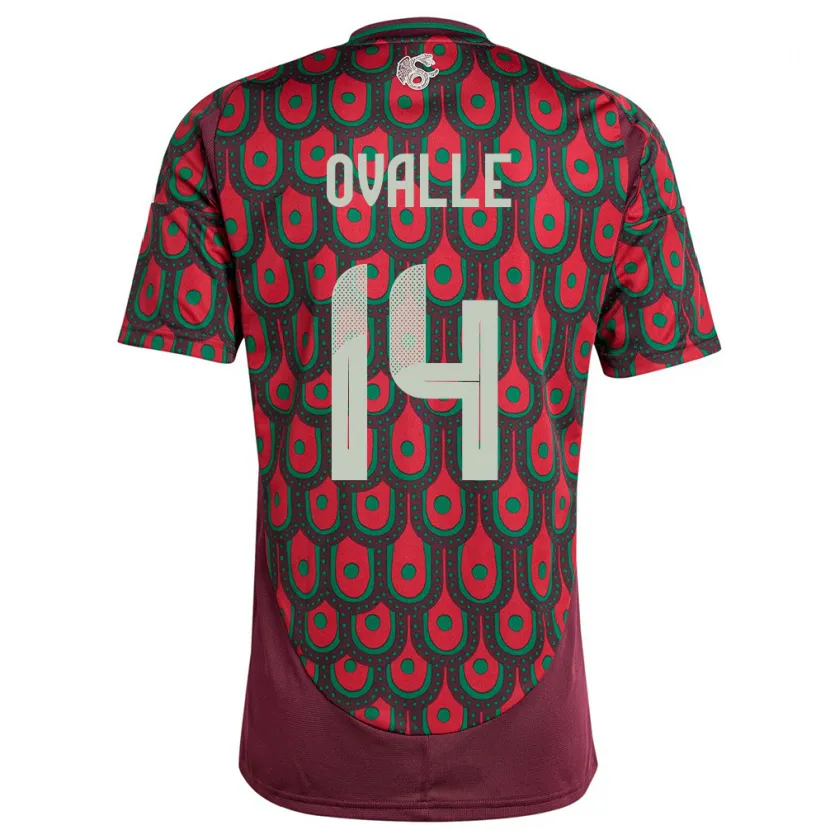 Danxen Homme Maillot Mexique Jacqueline Ovalle #14 Bordeaux Tenues Domicile 24-26 T-Shirt