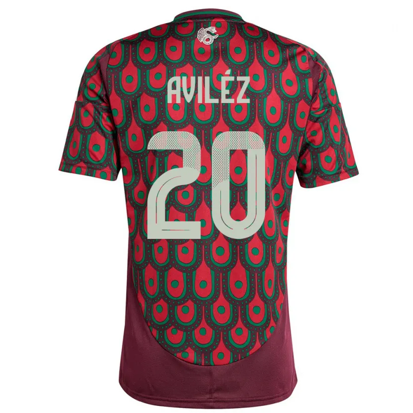 Danxen Homme Maillot Mexique Aylin Avilez #20 Bordeaux Tenues Domicile 24-26 T-Shirt