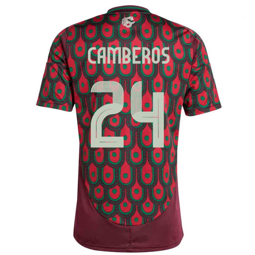 Danxen Homme Maillot Mexique Scarlett Camberos #24 Bordeaux Tenues Domicile 24-26 T-Shirt