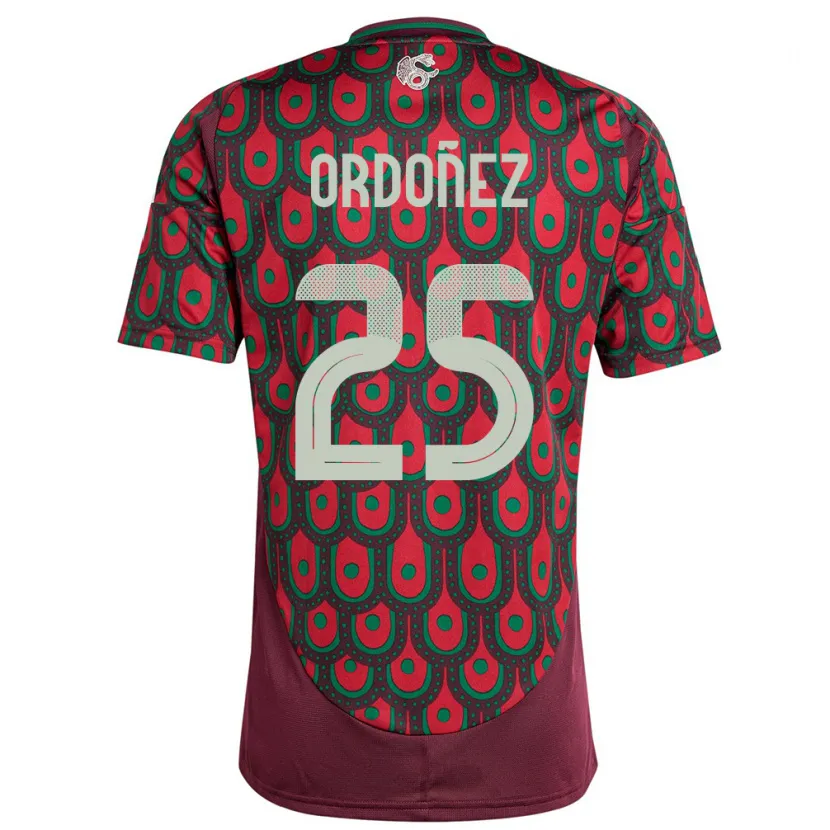 Danxen Homme Maillot Mexique Diana Ordonez #25 Bordeaux Tenues Domicile 24-26 T-Shirt