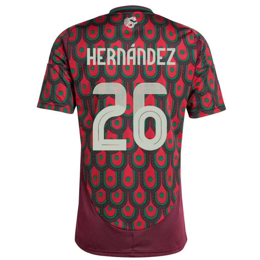 Danxen Homme Maillot Mexique Nicolette Hernandez #26 Bordeaux Tenues Domicile 24-26 T-Shirt