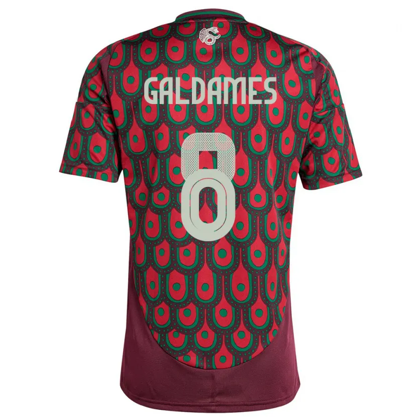 Danxen Homme Maillot Mexique Benjamin Galdames #8 Bordeaux Tenues Domicile 24-26 T-Shirt