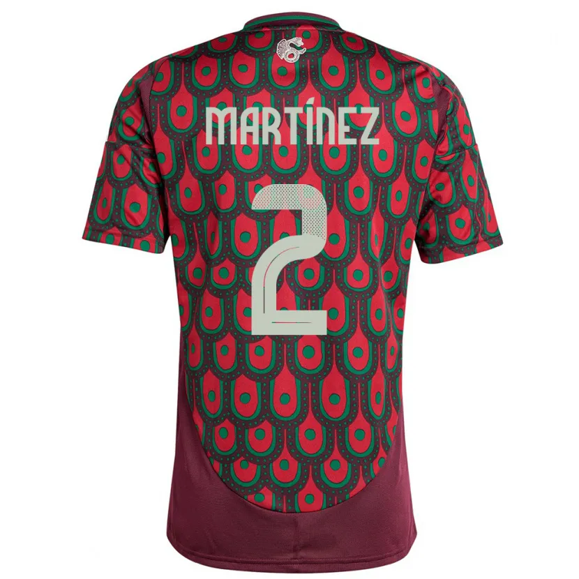 Danxen Homme Maillot Mexique Emilio Martinez #2 Bordeaux Tenues Domicile 24-26 T-Shirt