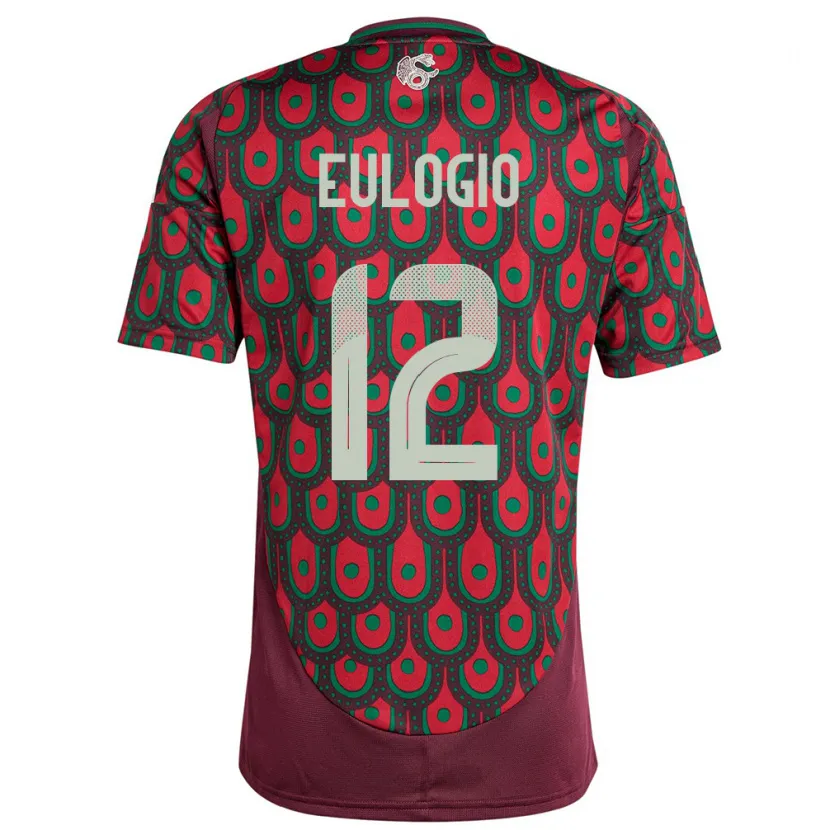 Danxen Homme Maillot Mexique Jose Eulogio #12 Bordeaux Tenues Domicile 24-26 T-Shirt