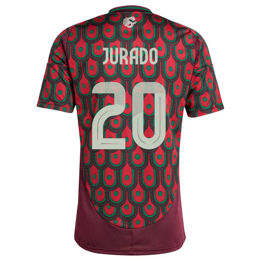 Danxen Homme Maillot Mexique Heriberto Jurado #20 Bordeaux Tenues Domicile 24-26 T-Shirt