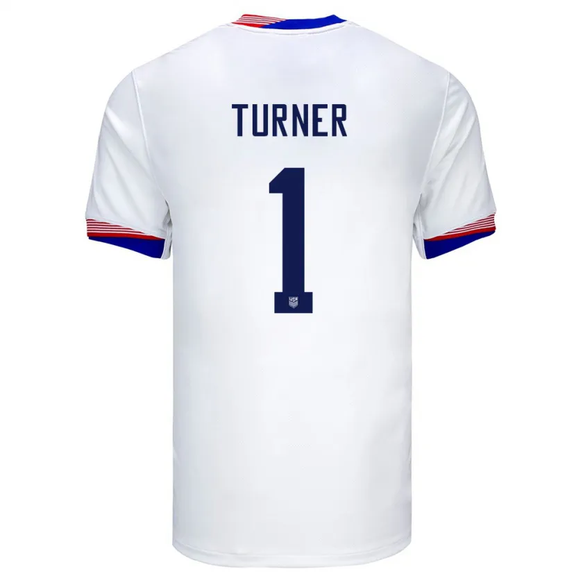 Danxen Homme Maillot États-Unis Matt Turner #1 Blanc Tenues Domicile 24-26 T-Shirt