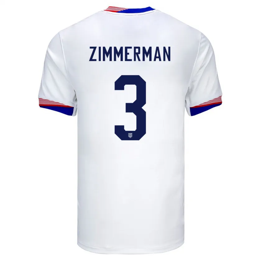 Danxen Homme Maillot États-Unis Walker Zimmerman #3 Blanc Tenues Domicile 24-26 T-Shirt