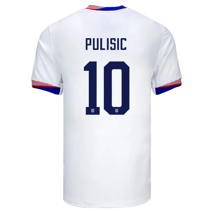 Danxen Homme Maillot États-Unis Christian Pulisic #10 Blanc Tenues Domicile 24-26 T-Shirt