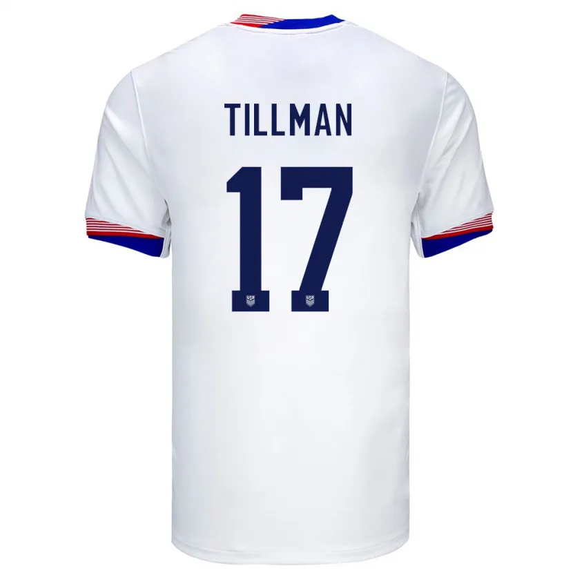 Danxen Homme Maillot États-Unis Malik Tillman #17 Blanc Tenues Domicile 24-26 T-Shirt
