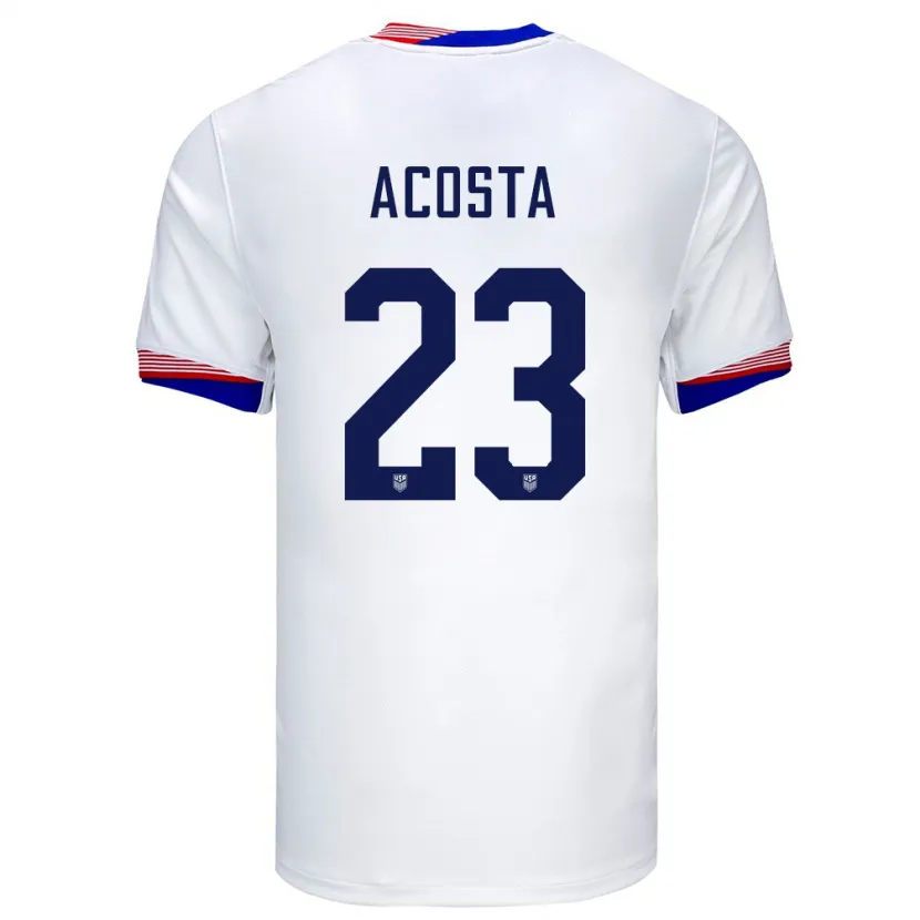 Danxen Homme Maillot États-Unis Kellyn Acosta #23 Blanc Tenues Domicile 24-26 T-Shirt