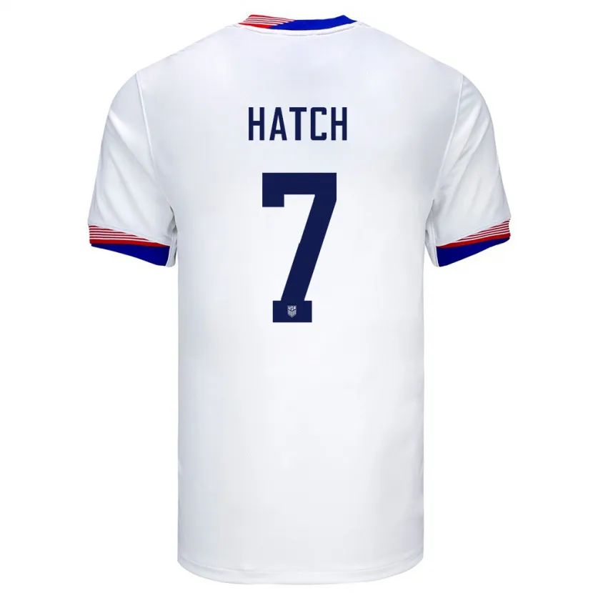 Danxen Homme Maillot États-Unis Ashley Hatch #7 Blanc Tenues Domicile 24-26 T-Shirt