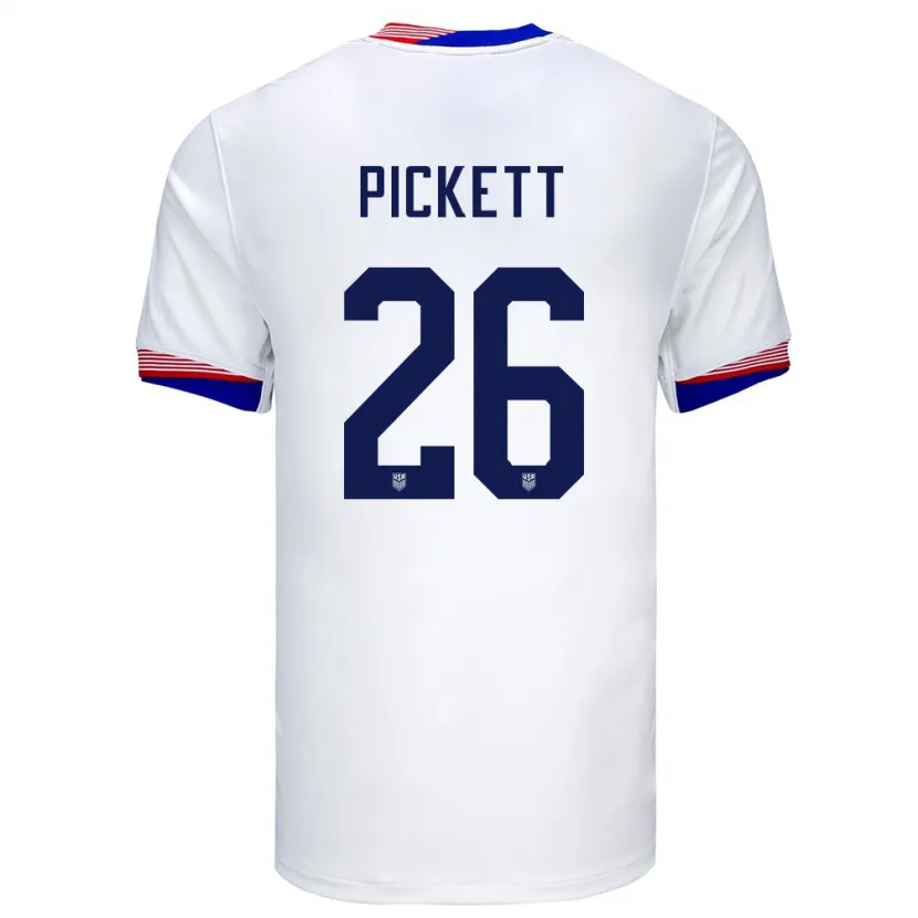 Danxen Homme Maillot États-Unis Carson Pickett #26 Blanc Tenues Domicile 24-26 T-Shirt