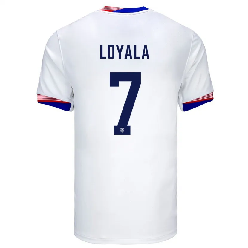 Danxen Homme Maillot États-Unis Favian Loyala #7 Blanc Tenues Domicile 24-26 T-Shirt
