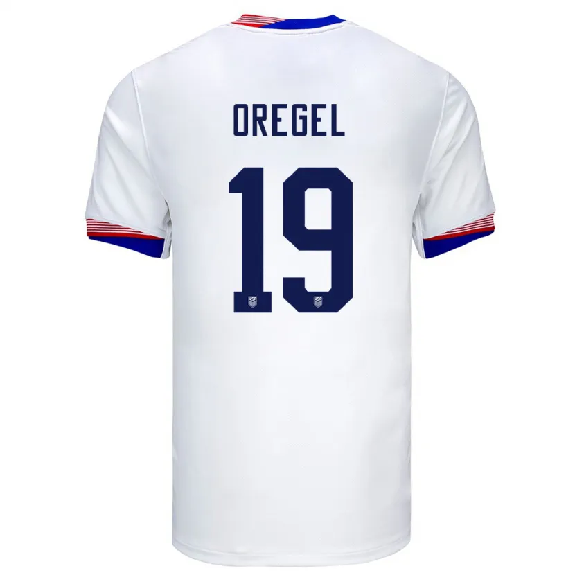 Danxen Homme Maillot États-Unis Sergio Oregel #19 Blanc Tenues Domicile 24-26 T-Shirt