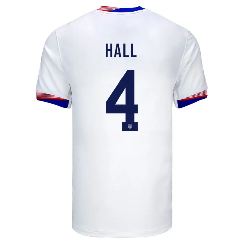 Danxen Homme Maillot États-Unis Tyler Hall #4 Blanc Tenues Domicile 24-26 T-Shirt