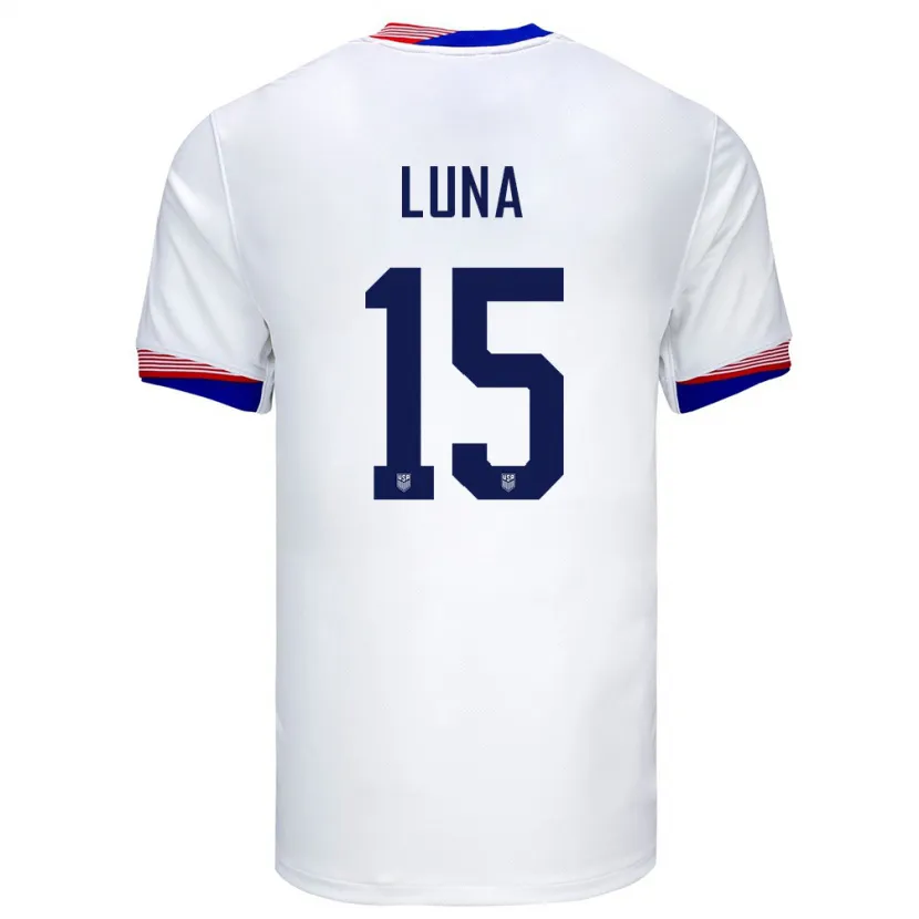 Danxen Homme Maillot États-Unis Diego Luna #15 Blanc Tenues Domicile 24-26 T-Shirt