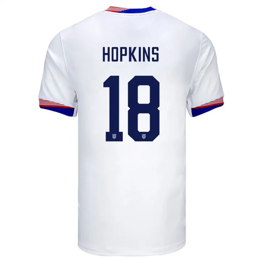 Danxen Homme Maillot États-Unis Jackson Hopkins #18 Blanc Tenues Domicile 24-26 T-Shirt