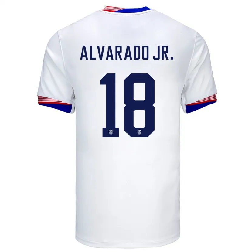 Danxen Homme Maillot États-Unis Alejandro Alvarado Jr #18 Blanc Tenues Domicile 24-26 T-Shirt