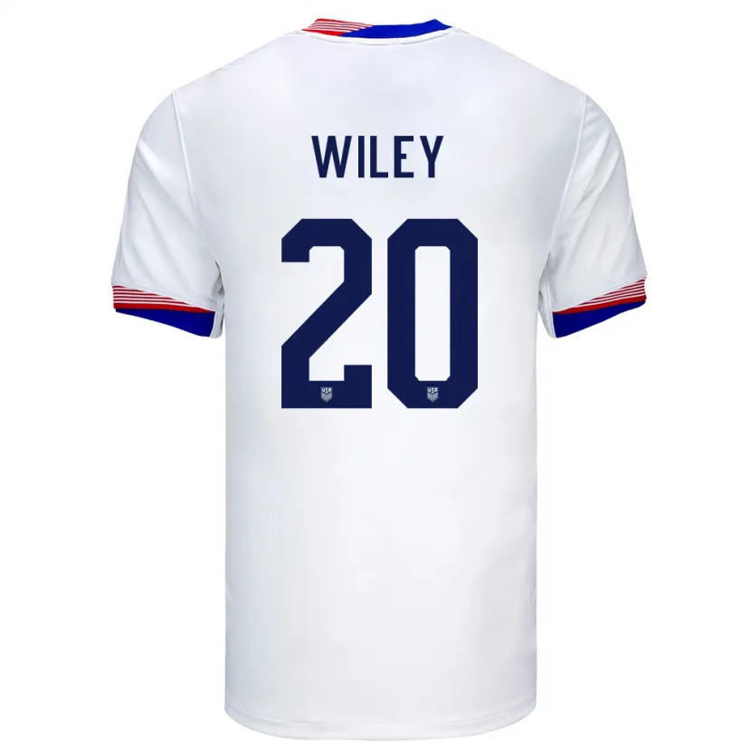 Danxen Homme Maillot États-Unis Caleb Wiley #20 Blanc Tenues Domicile 24-26 T-Shirt