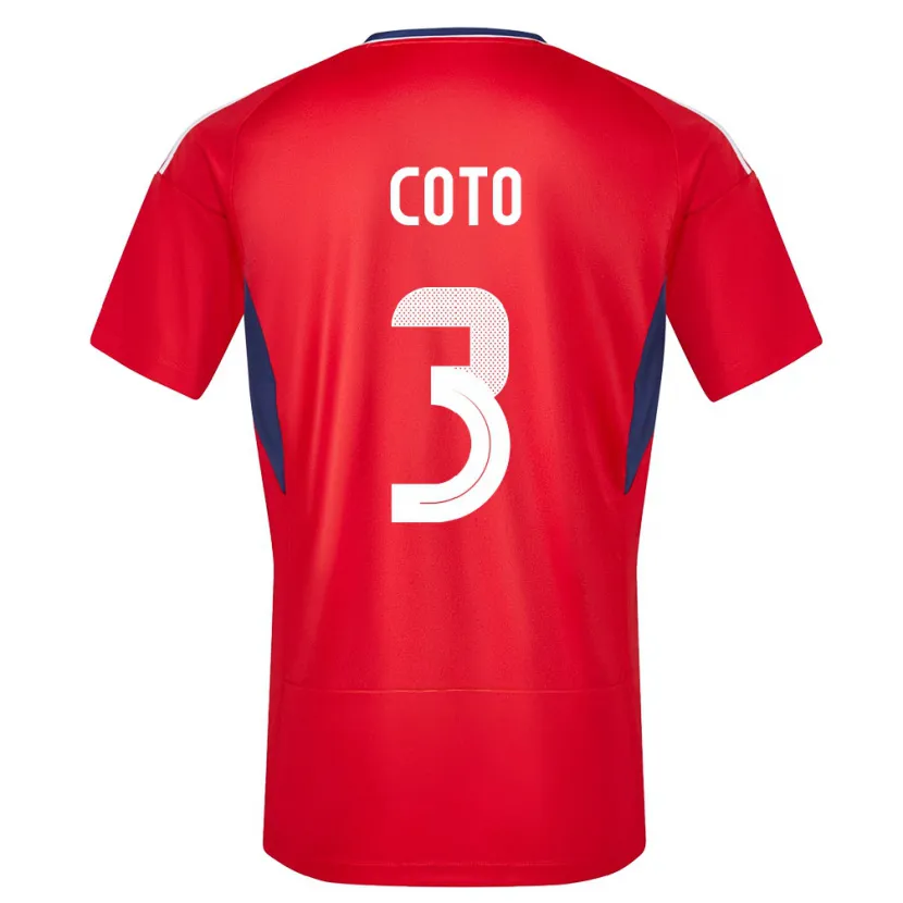 Danxen Homme Maillot Costa Rica Maria Coto #3 Rouge Tenues Domicile 24-26 T-Shirt