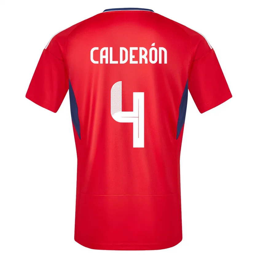 Danxen Homme Maillot Costa Rica Brandon Calderon #4 Rouge Tenues Domicile 24-26 T-Shirt