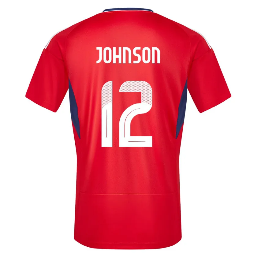 Danxen Homme Maillot Costa Rica Shawn Johnson #12 Rouge Tenues Domicile 24-26 T-Shirt