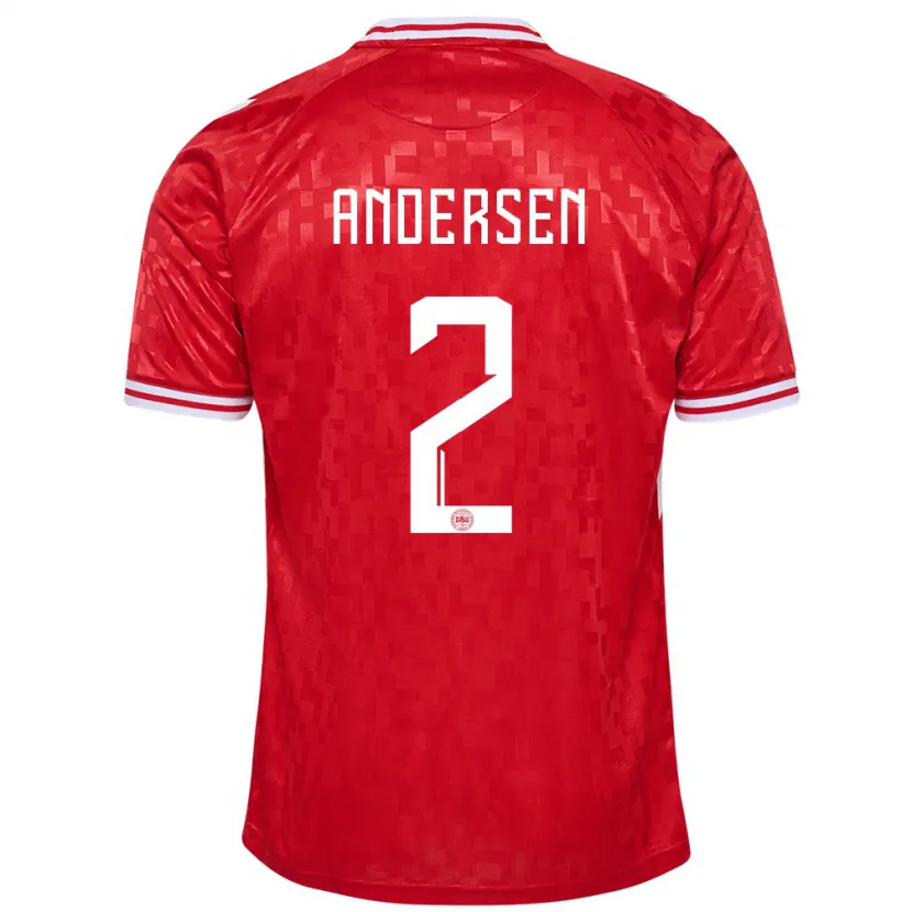 Danxen Homme Maillot Danemark Joachim Andersen #2 Rouge Tenues Domicile 24-26 T-Shirt