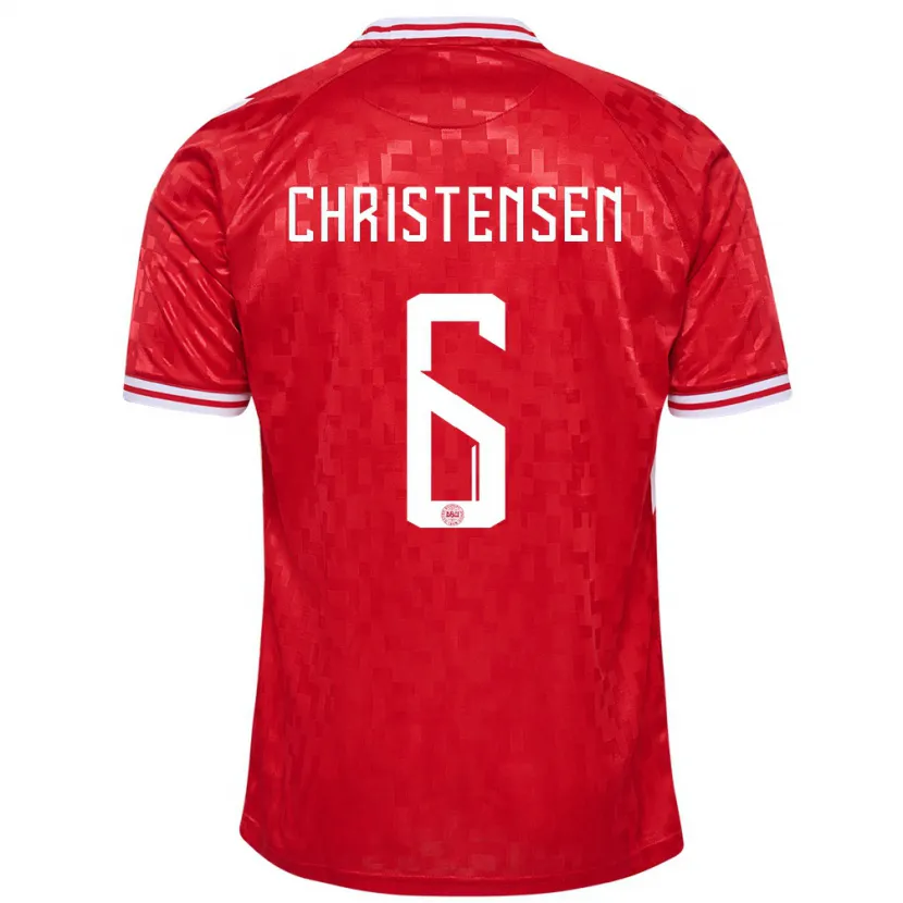 Danxen Homme Maillot Danemark Andreas Christensen #6 Rouge Tenues Domicile 24-26 T-Shirt
