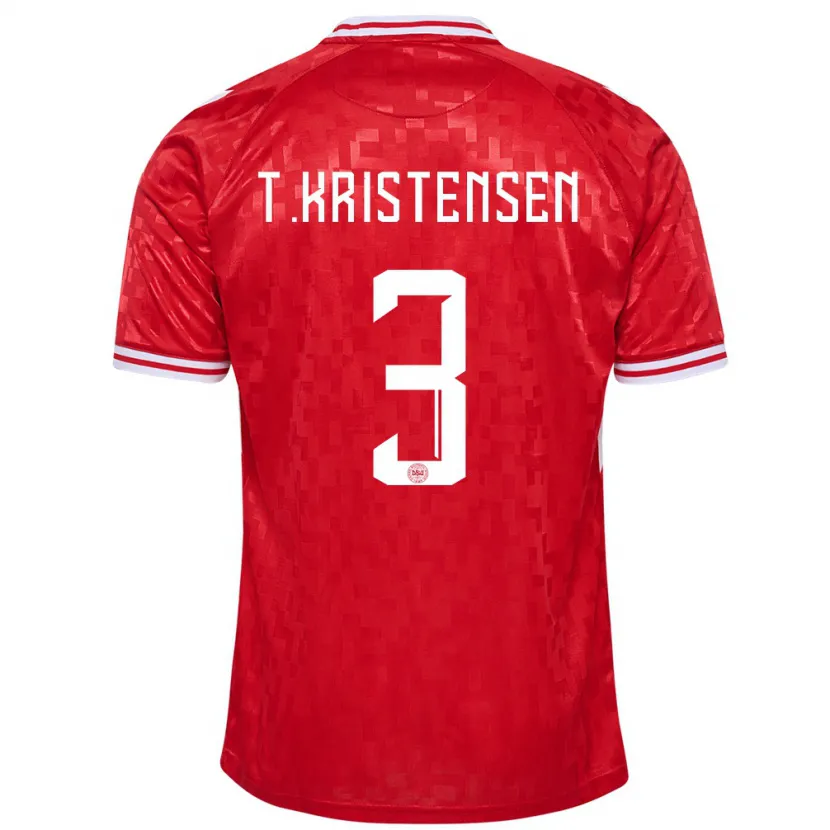 Danxen Homme Maillot Danemark Thomas Kristensen #3 Rouge Tenues Domicile 24-26 T-Shirt