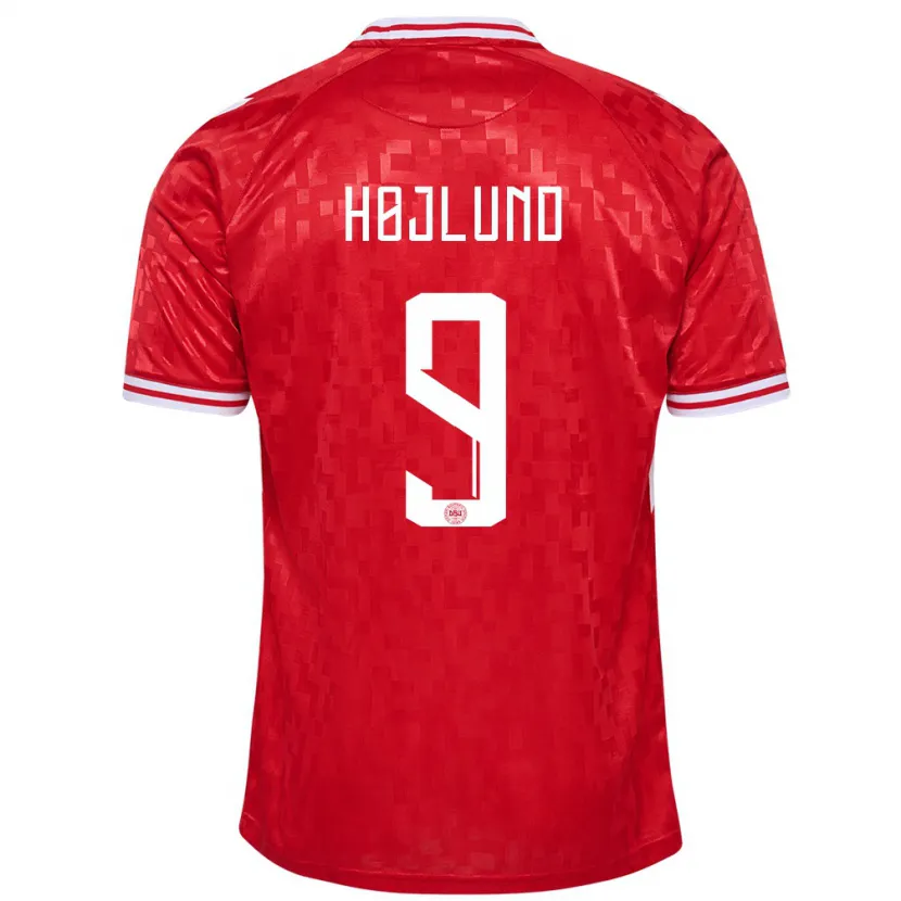 Danxen Homme Maillot Danemark Emil Højlund #9 Rouge Tenues Domicile 24-26 T-Shirt