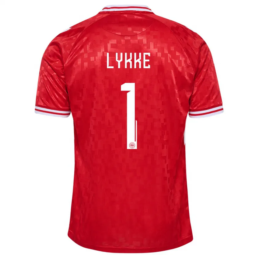 Danxen Homme Maillot Danemark William Lykke #1 Rouge Tenues Domicile 24-26 T-Shirt