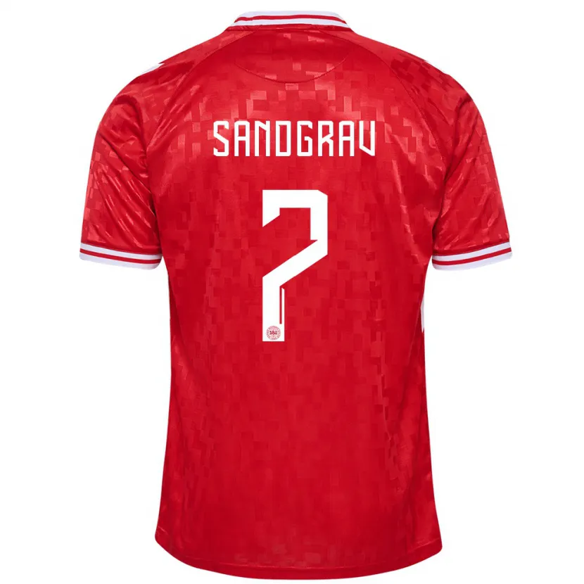 Danxen Homme Maillot Danemark Lauge Sandgrav #7 Rouge Tenues Domicile 24-26 T-Shirt