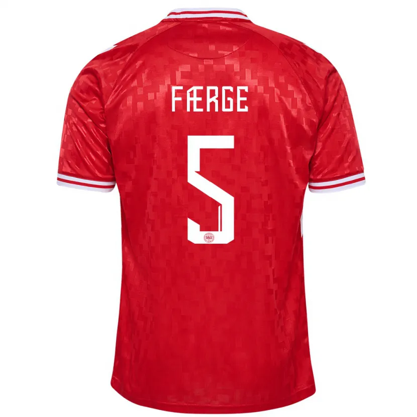 Danxen Homme Maillot Danemark Emma Færge #5 Rouge Tenues Domicile 24-26 T-Shirt