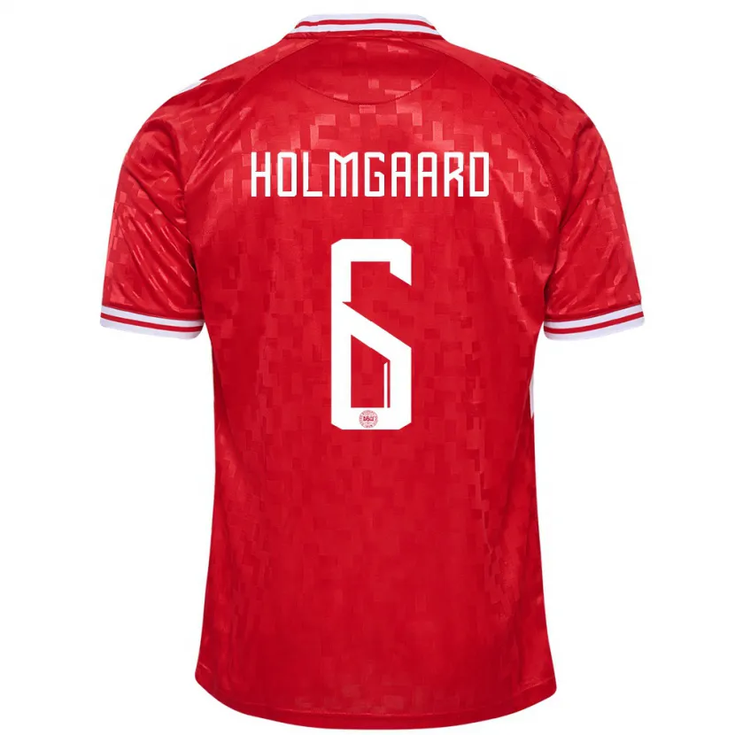 Danxen Homme Maillot Danemark Karen Holmgaard #6 Rouge Tenues Domicile 24-26 T-Shirt
